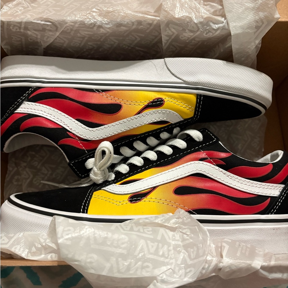 Flame lace up vans